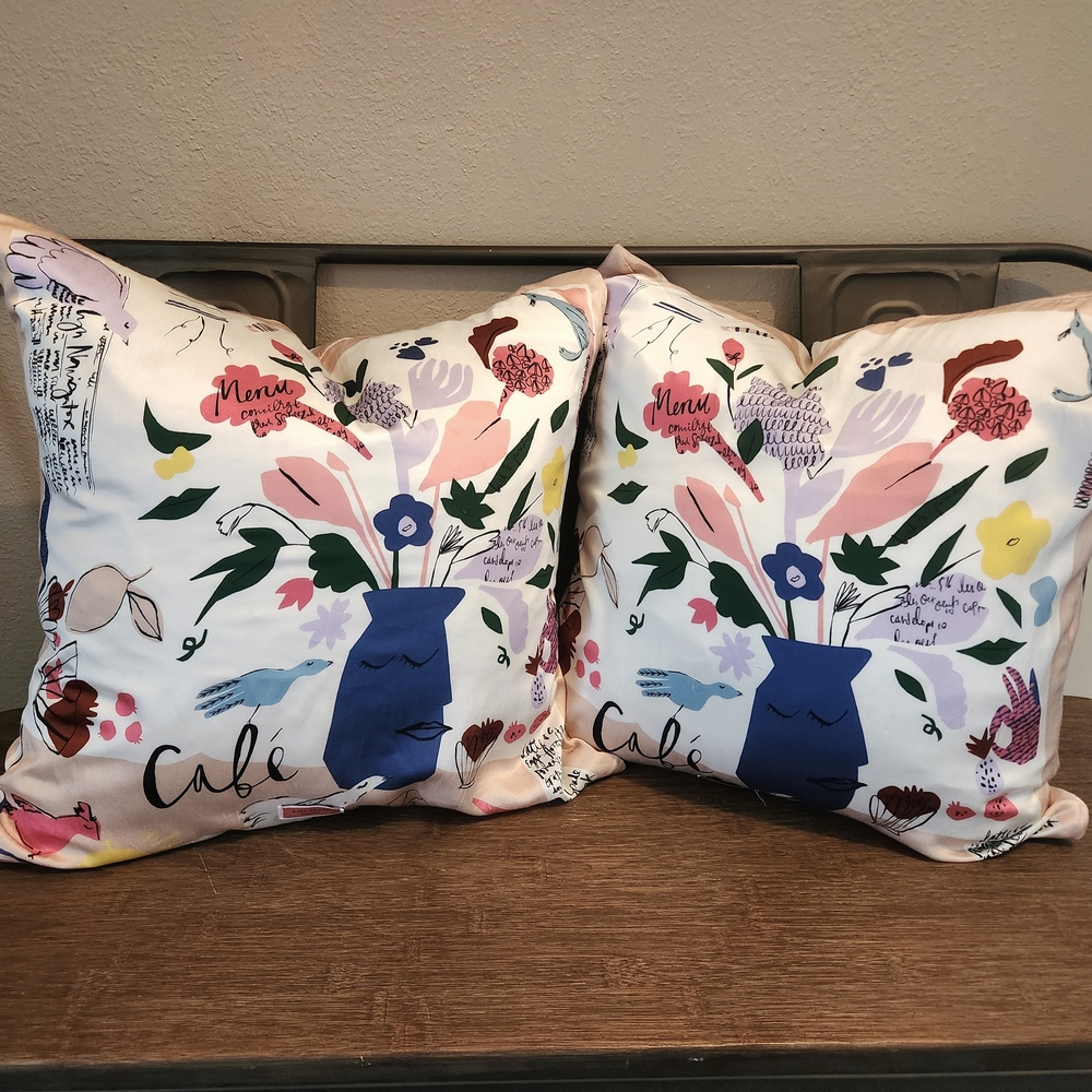 kate spade Floral Print Pillows - Blue and Pink